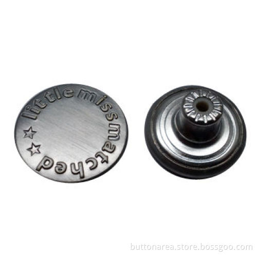 Brass jeans button with high brush finish, nylon insert